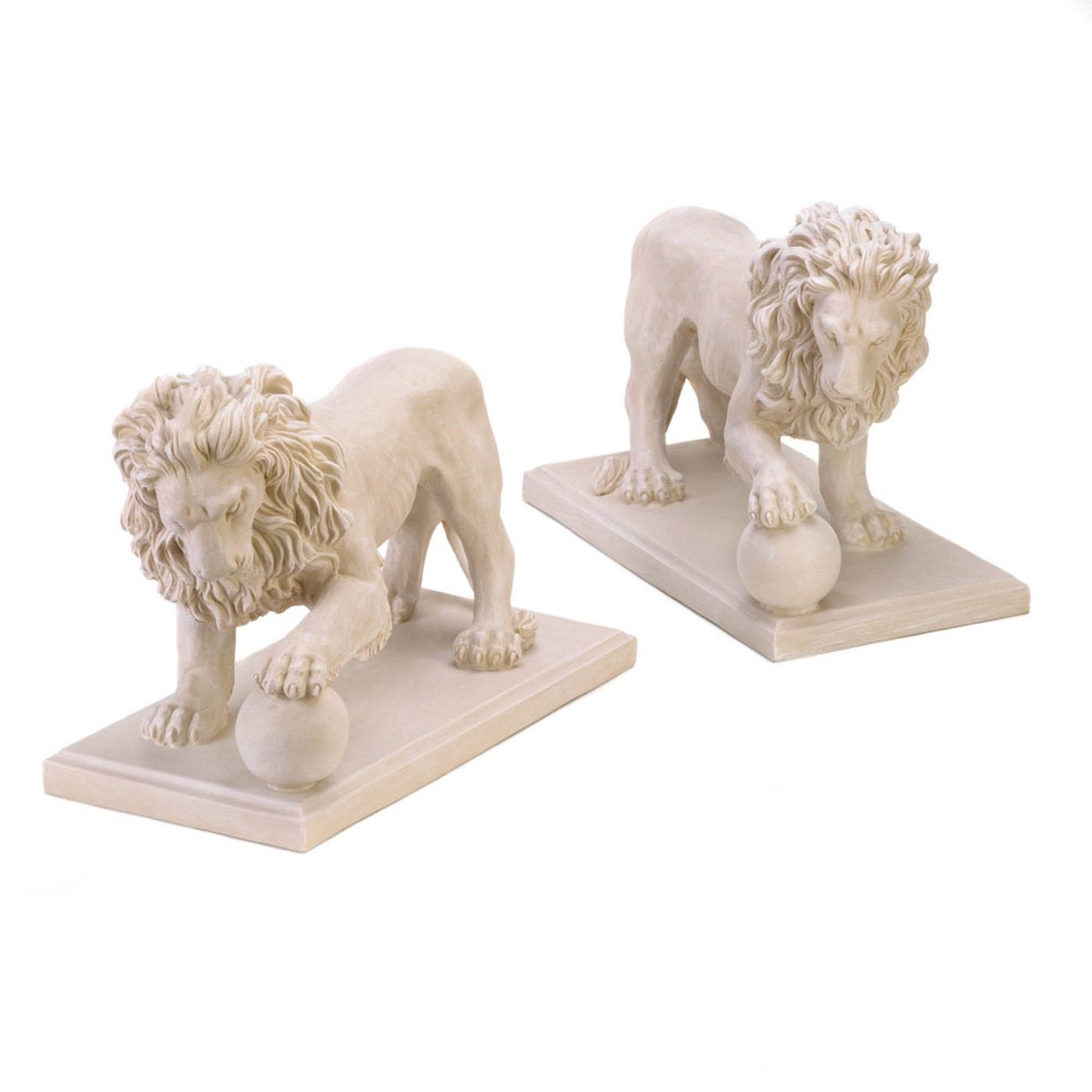 Regal Beige Polyresin Lion Statues for Outdoor Decor