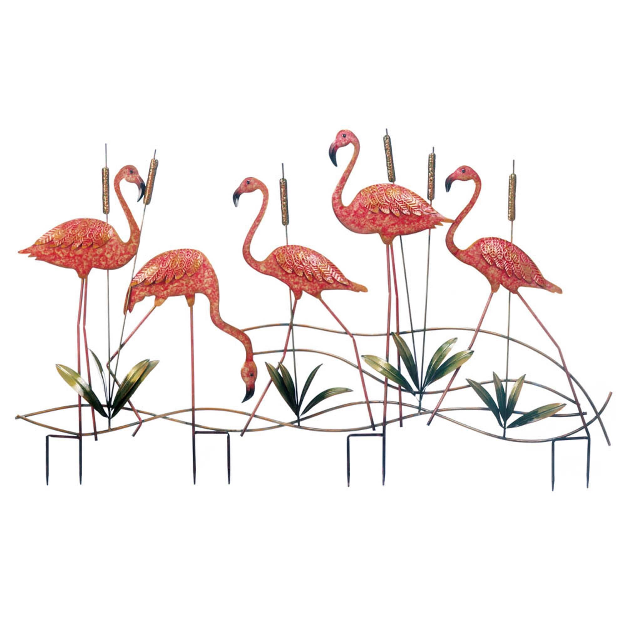 47.5" Pink Iron Flamingo Garden Stake with Cattails