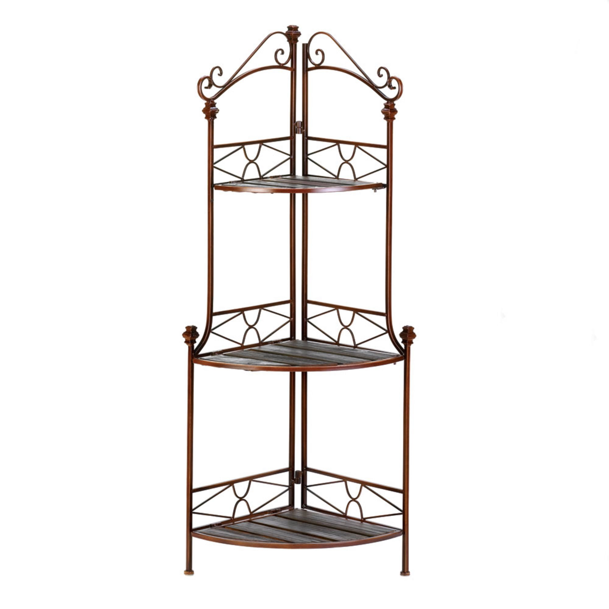 Zingz & Thingz 47" Walnut Brown and Black Rustic Corner Baker's Rack