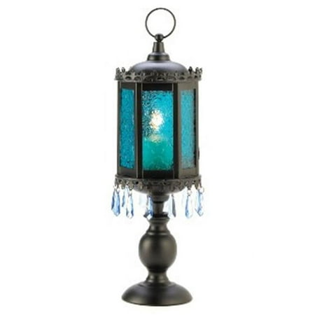 Zingz & Thingz 57070458 Exotic Azure Pedestal Candle Lantern