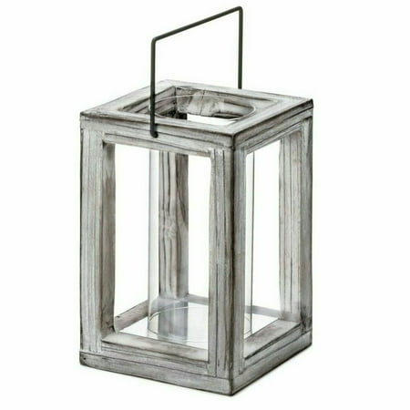Zingz & Thingz 57071046 Distress Wood Frame Hurrican Candle Lantern