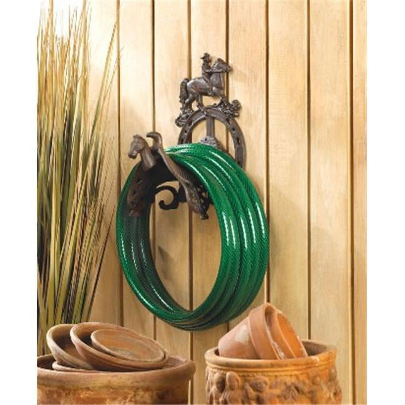 Wall Mount Garden Hose Holder - Heavy Duty Hose Holder for Outside - Brown Metal Water Hose Holder - Garden Hose Hanger Holding 125 ft 3/4 Hose