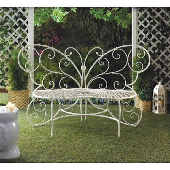 Zingz & Thingz 57071189 White Butterfly Bench In White Metal