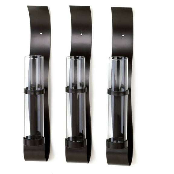 Zingz & Thingz Billow Wall Sconce Vases - 14" - Black - Set of 3