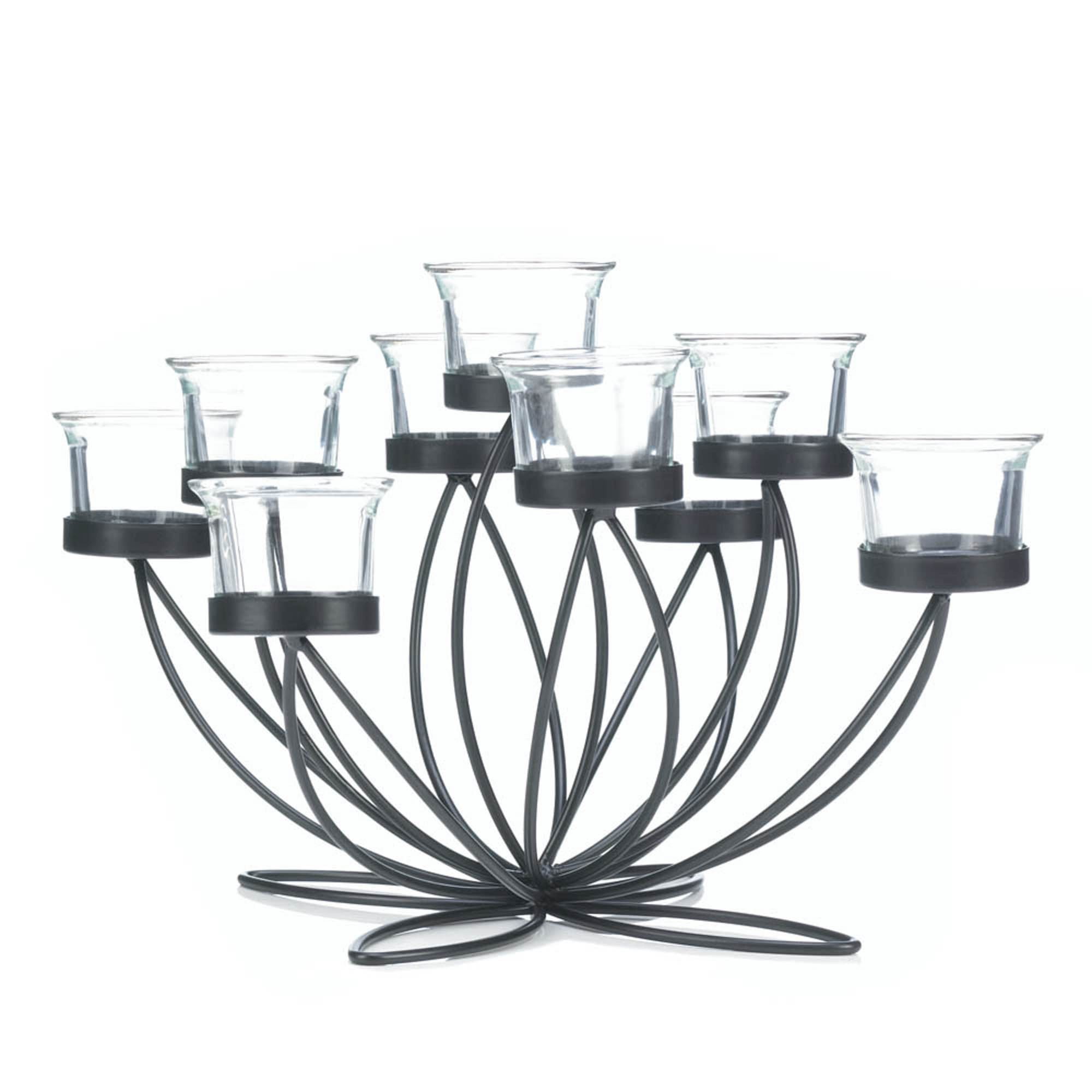 Black Iron and Glass Bloom Candle Centerpiece