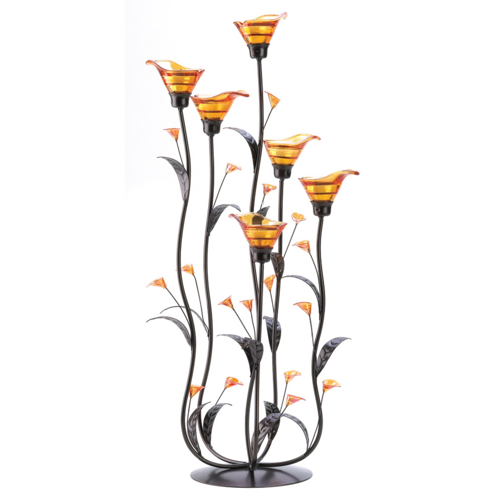 Zingz & Thingz Calla Lily Candle Holder - 24.25" - Black and Orange