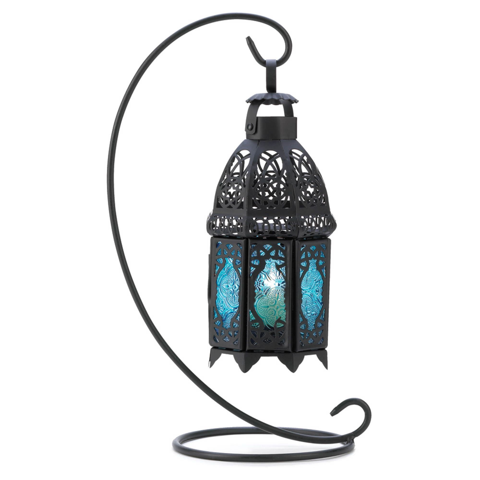 Zingz & Thingz Candle Lantern with Curled Stand 12.75" Black and