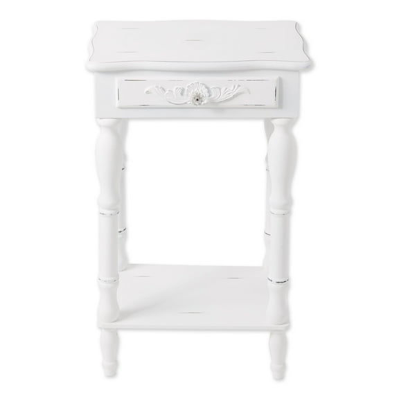 Zingz & Thingz Carved Colonial Style Side Table 17.75x13x28" White