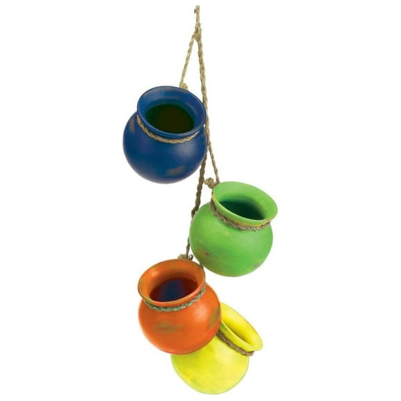 Zingz & Thingz Color Terracotta Planter Collection 4-Piece Dangling Hanging Mini Pots, 3.75x3.75x23, Fiesta Bright Colors
