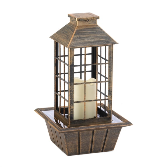 Zingz & Thingz 8.44" Bronze Contemporary LED Lantern Tabletop Fountain