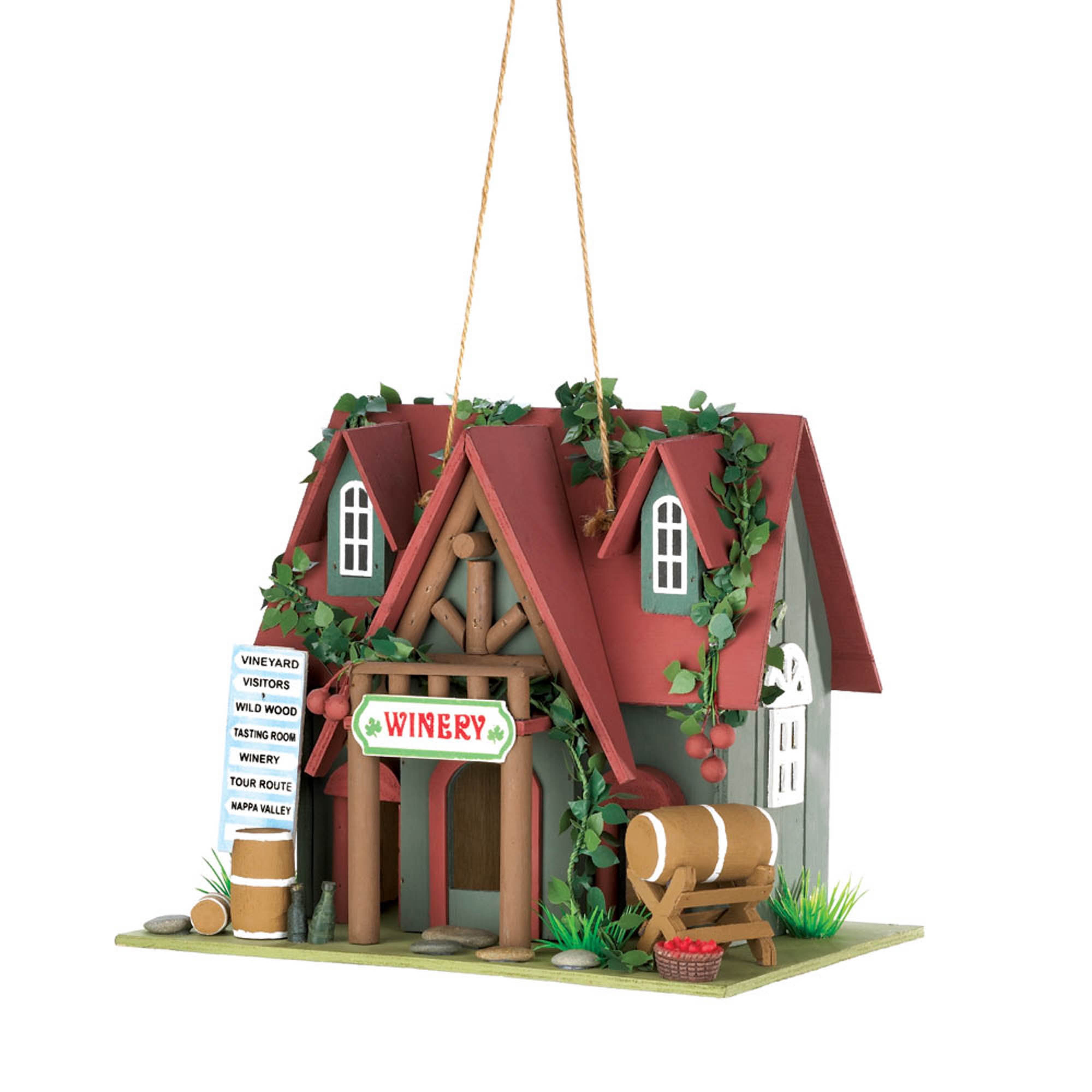 Green and Red Eucalyptus Cottage Winery Birdhouse