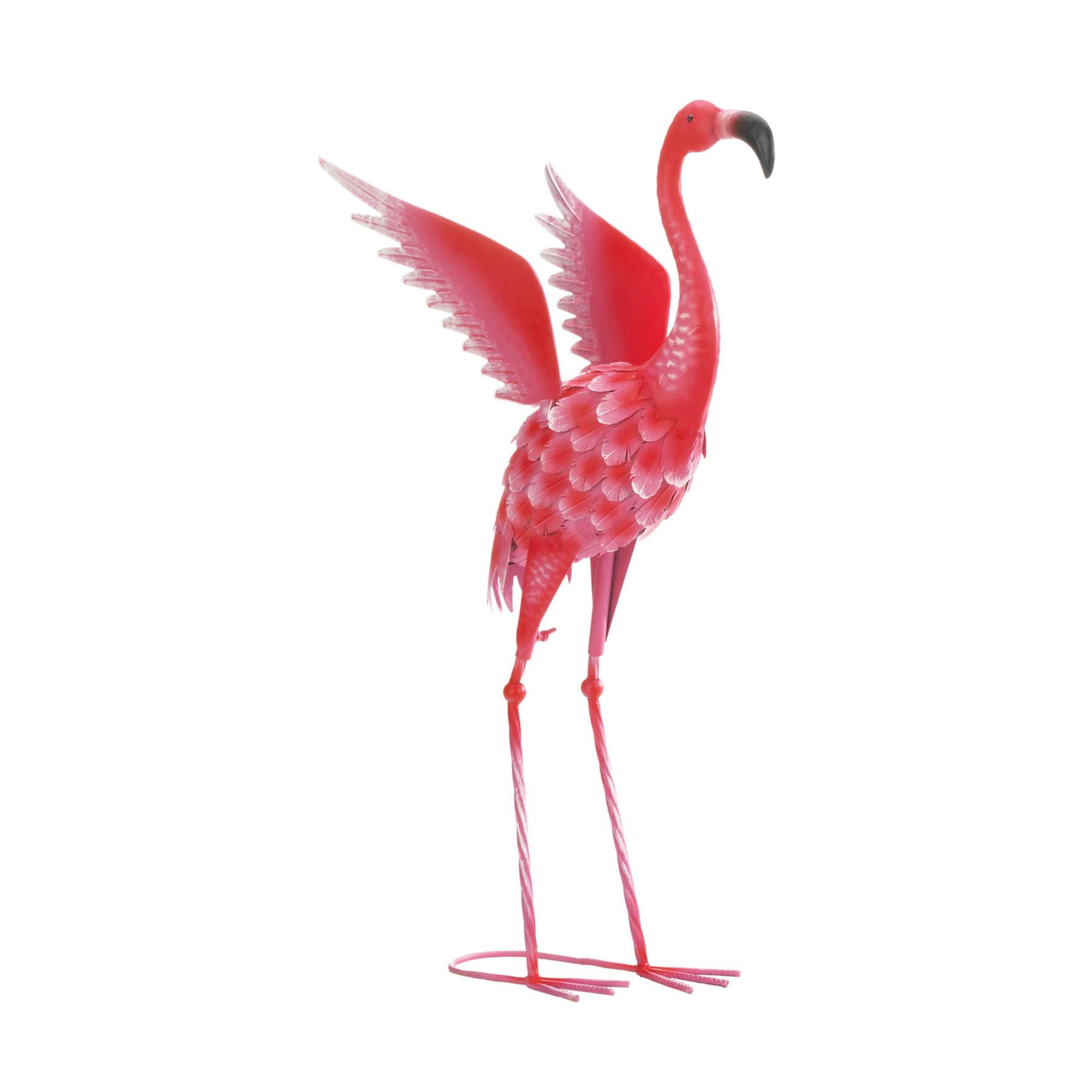 Pink and Red Iron Flamingo Garden Statue