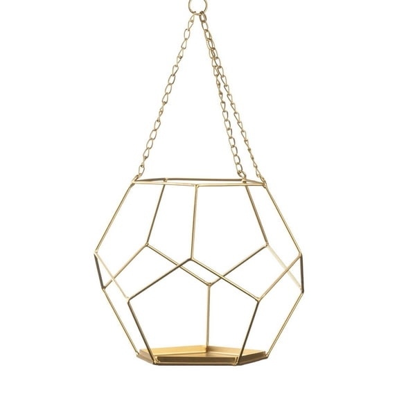 Zingz & Thingz 10.5" Gold Contemporary Hanging Geometric Outdoor Patio Garden Plant Holder