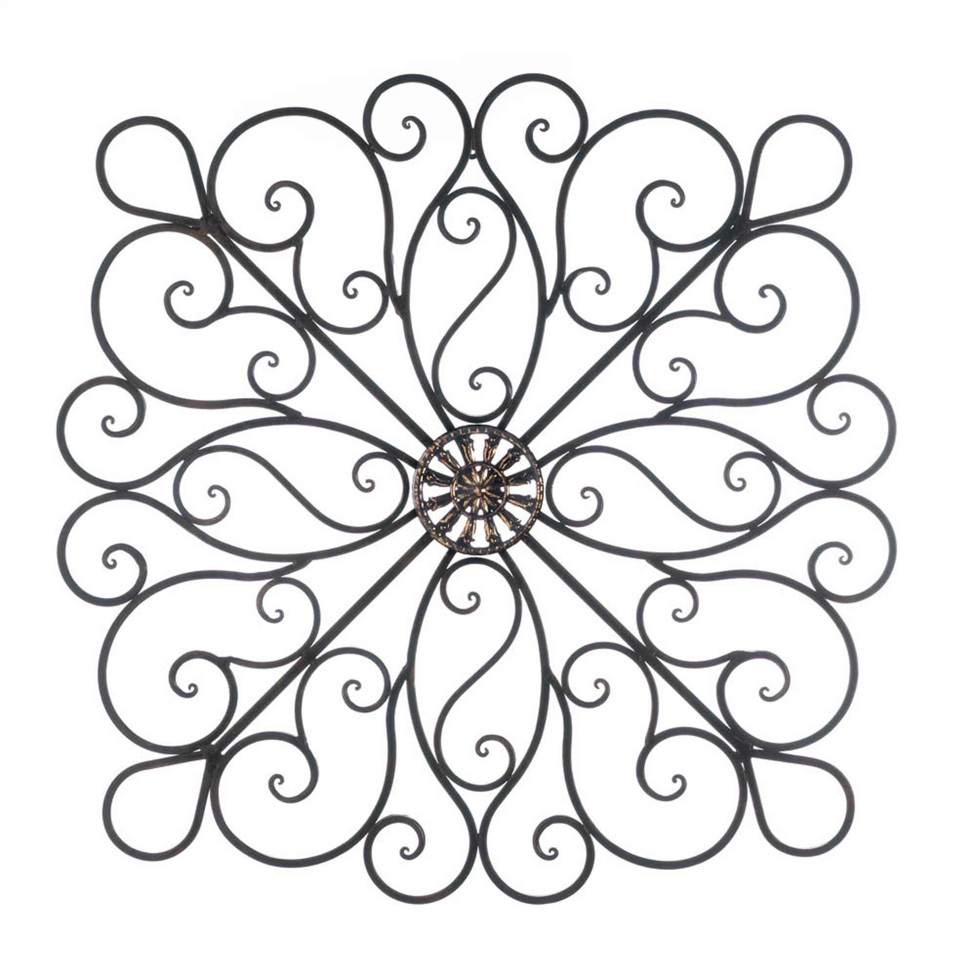 Elegant Black Iron Scrollwork Wall Decor 30" x 29.875"