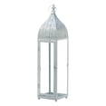 thumbnail image 1 of Zingz & Thingz Large Silver Metal Rectangular Moroccan Style Candle Lantern 24” Tall, 1 of 3