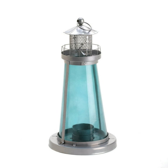 Zingz & Thingz Lighthouse Candle Lantern - 9.5" - Blue and Silver