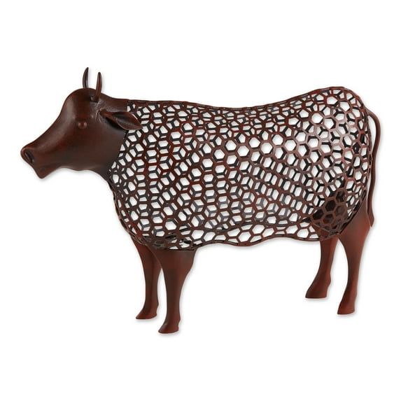 Zingz & Thingz Metal Cow Outdoor Garden Statue - 18" - Brown