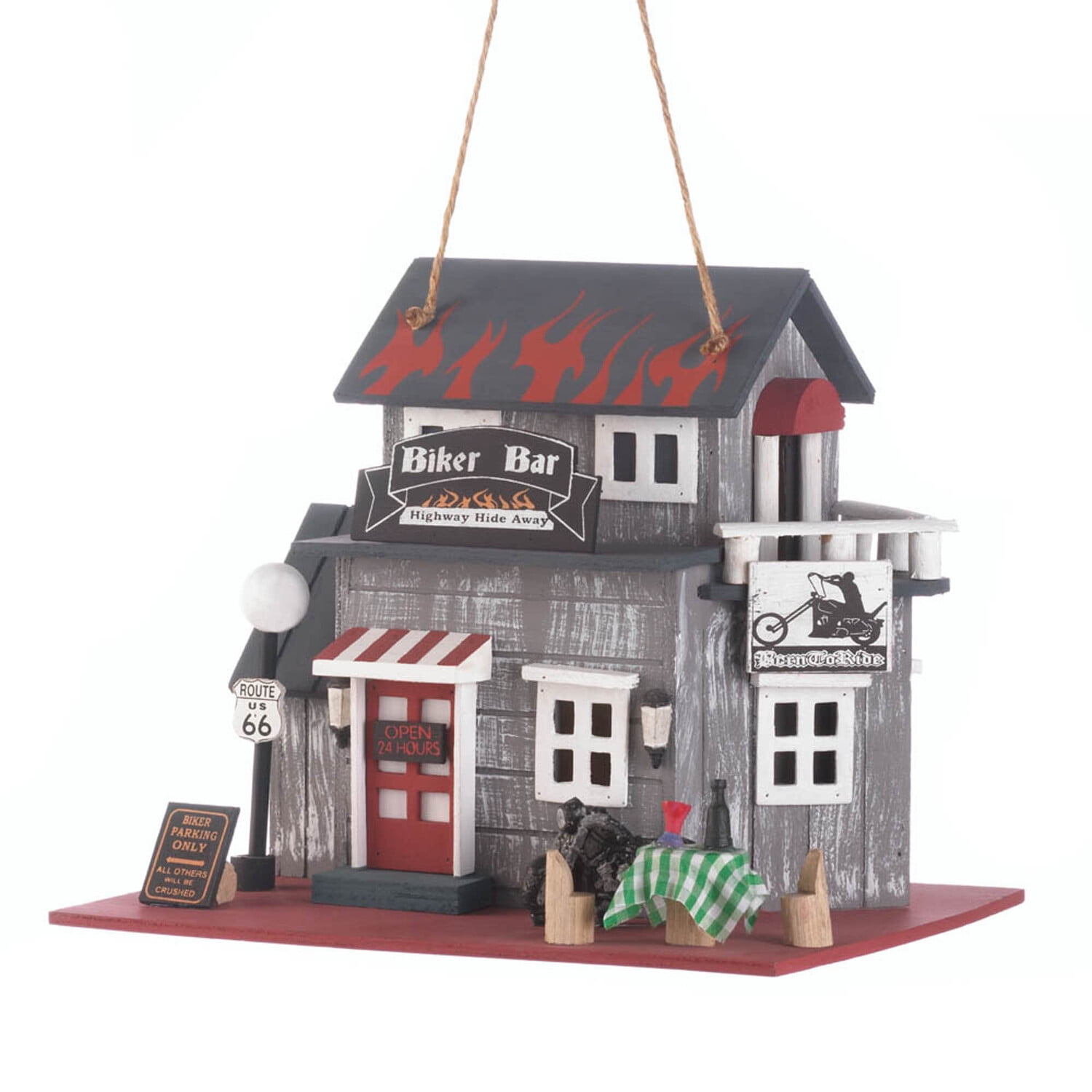 Zingz & Thingz Route 66 Biker Bar Birdhouse 10.25x7.5x9"