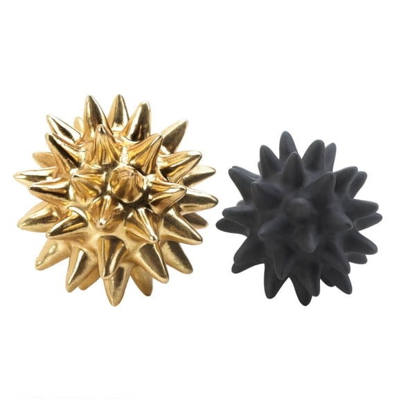 Zingz & Thingz Set of 2 Gold and Black Contemporary Outdoor Spike Sculptures 13.25"