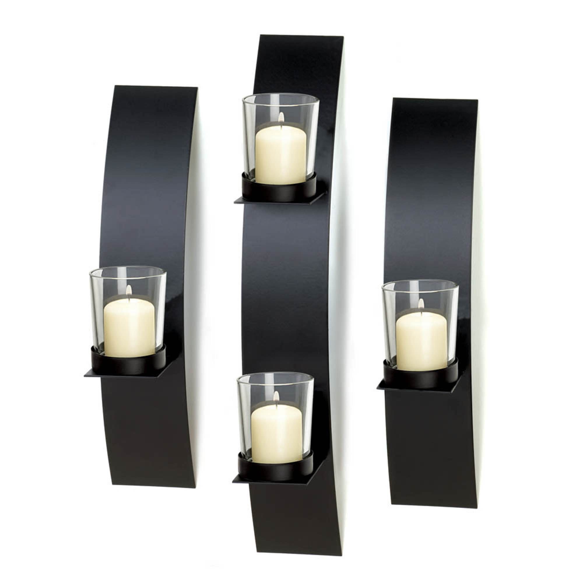 Sziqiqi Wall Candle Holder Decorative Black Candle Sconces Set of 2 