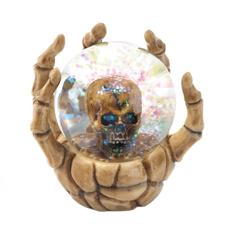 Zingz & Thingz Skull in Skeleton Hand Halloween Snow Globe - 3.75
