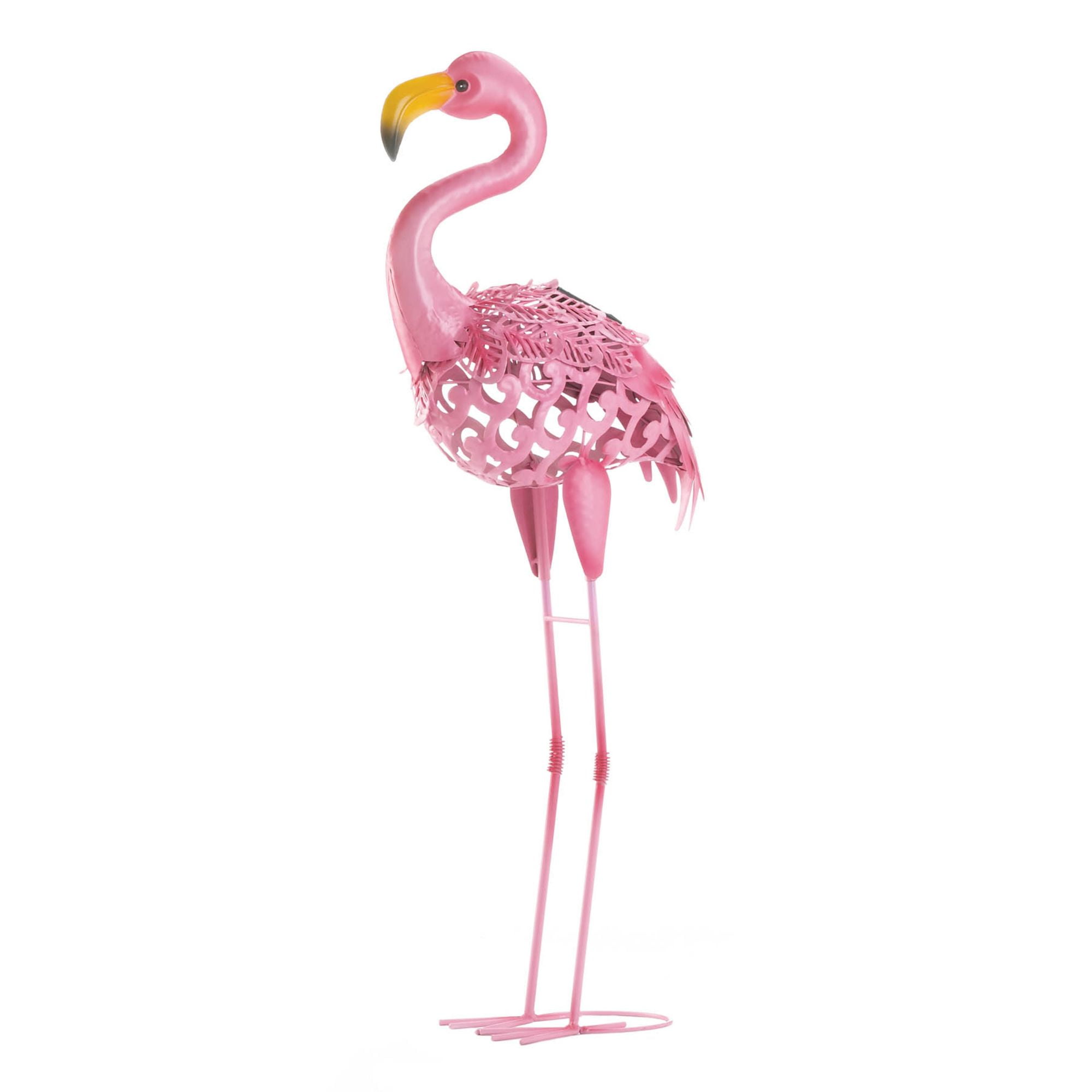 Zingz & Thingz Standing Flamingo Solar Powered Lighted Statue - 21.25" - Pink and Yellow