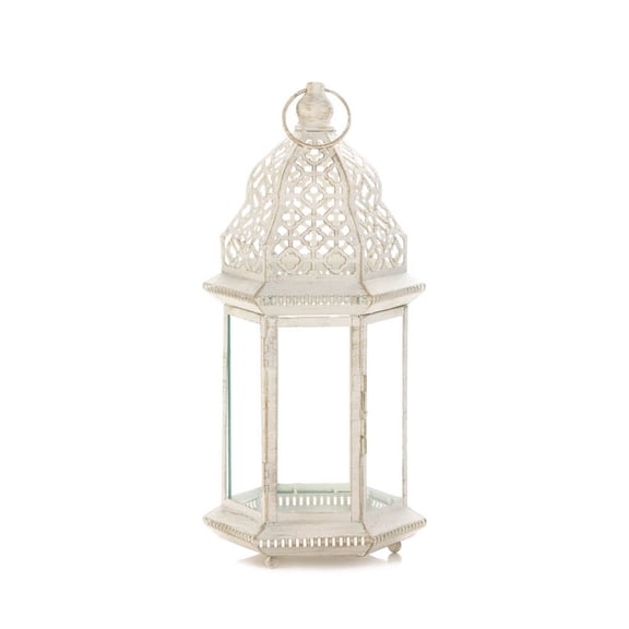 Zingz & Thingz Sublime Distressed White Large Lantern 16"