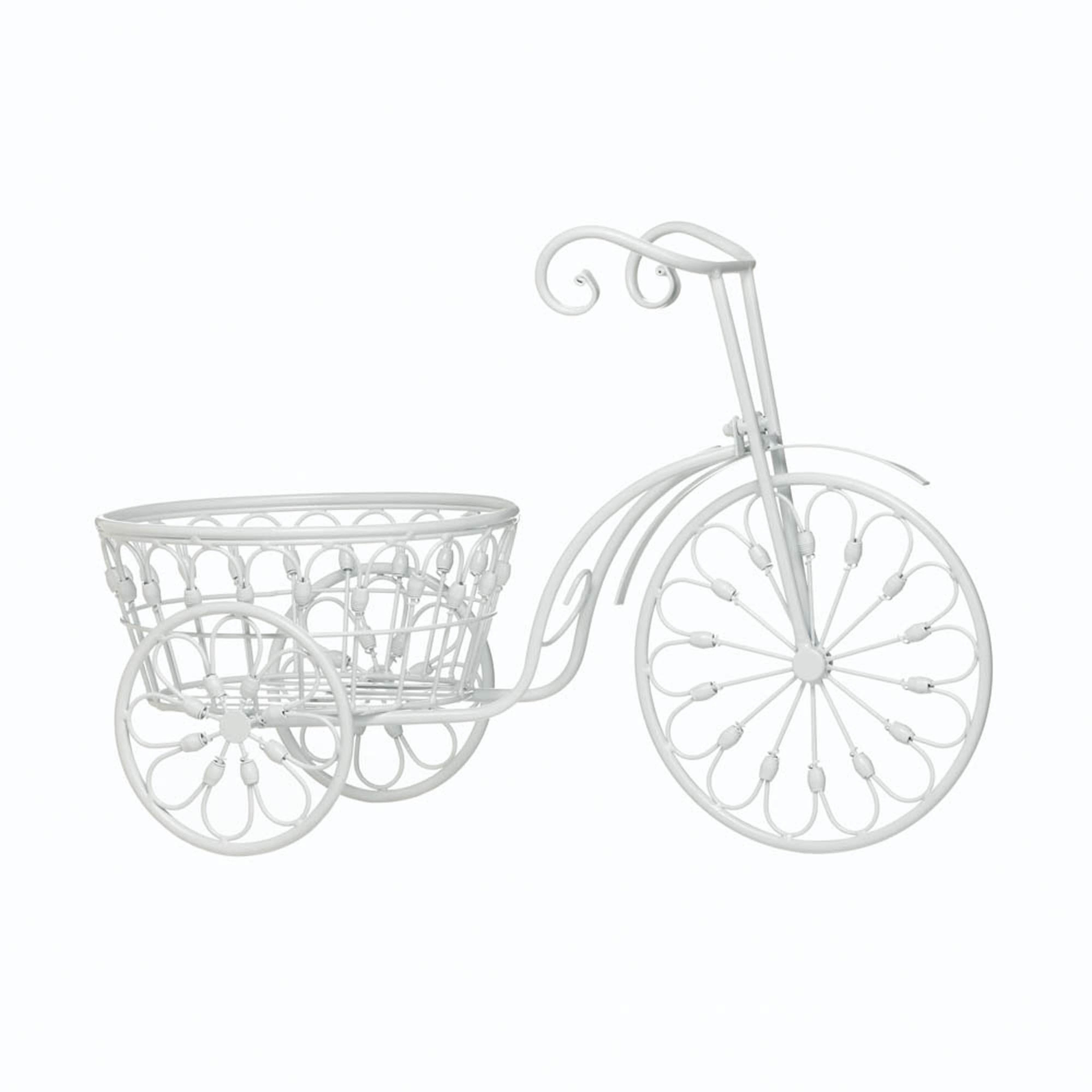 Zingz & Thingz White Metal Bicycle Planter in White