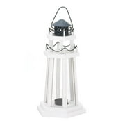 Zingz & Thingz White Wooden Lighthouse Hanging Candle Lantern with Chain Detailing 12.25" Tall