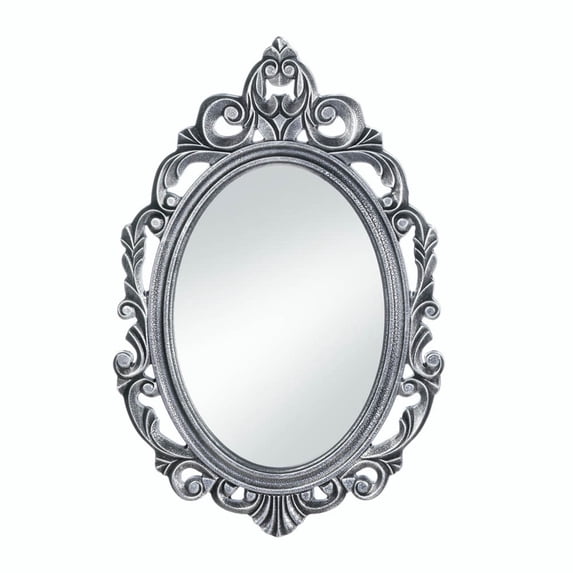 Zingz & Thingz Wooden Framed Oval Wall Mirror - 25.5" - Silver