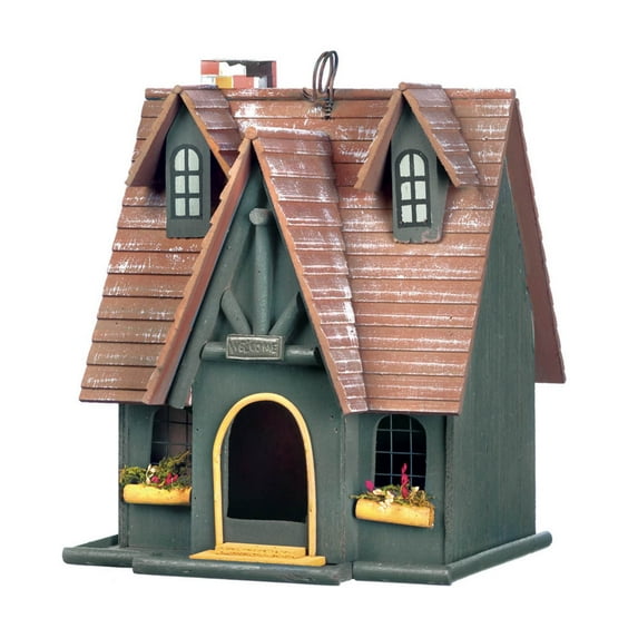 Zingz & Thingz Wooden Magical Storybook Cottage Birdhouse in Green