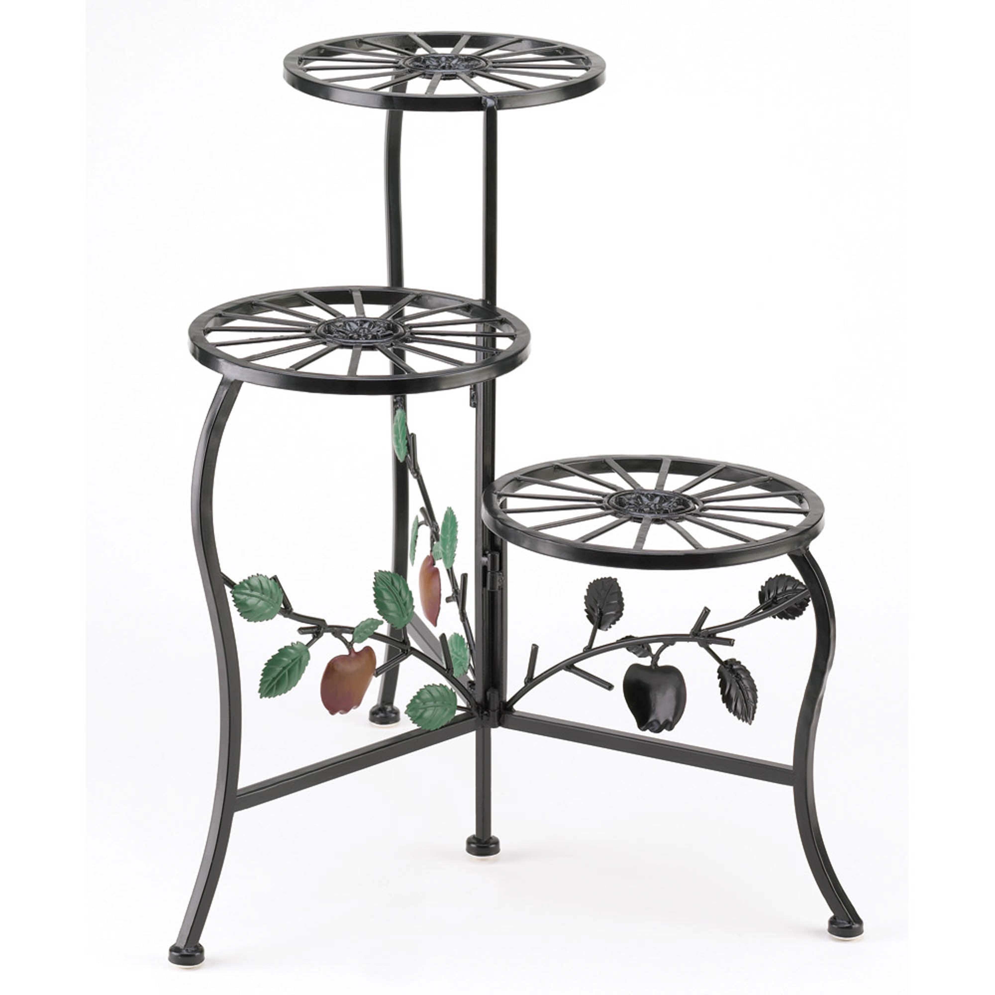 Zingz & Thingz Wrought Iron Country Apple Plant Stand in Black