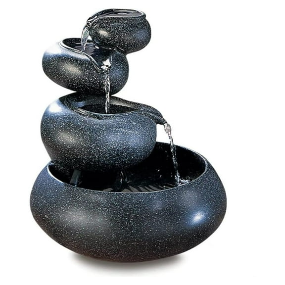 Zingz & Thingz Zen Collection Resin LED Water Fountain, Four-Tier, 9.5x9.5x10