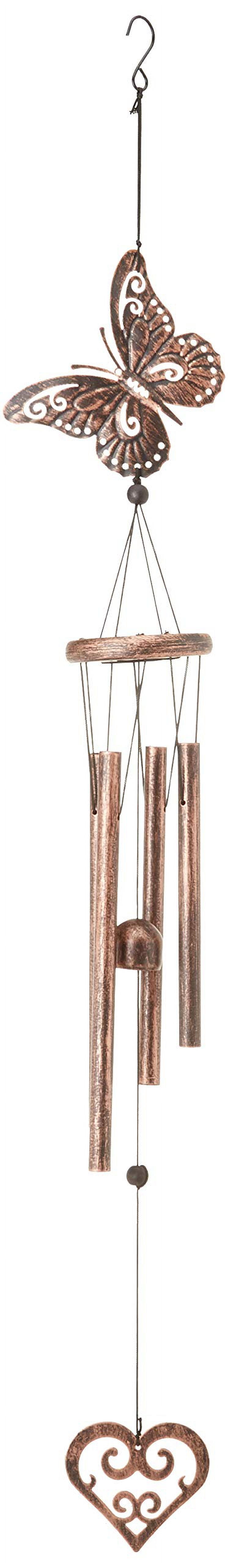 Bronze Butterfly and Heart Iron Wind Chime