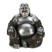 Zingz & Thingz Happy Sitting Buddha Statue - 5.75 - Black and Silver