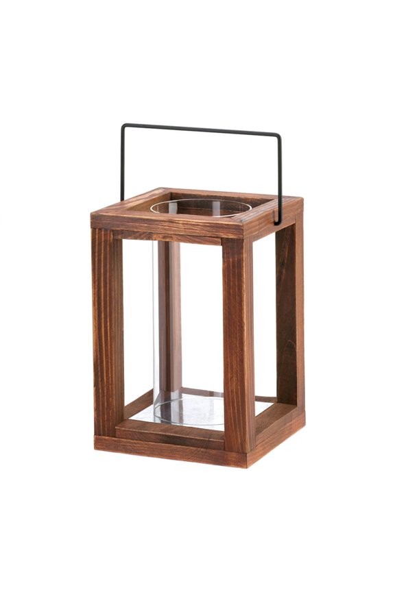 Zingz and Thingz Rustic Garden Wooden Lantern in Brown