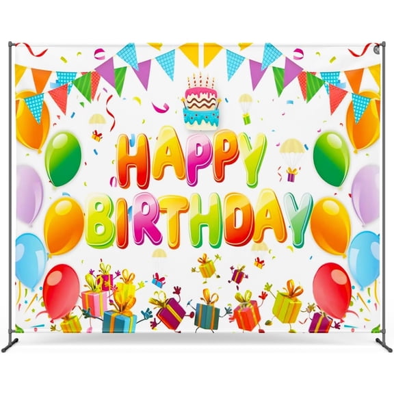 Zink Birthday Photo Backdrop. Wrinkle-Free Photo Studio Backdrop with Happy Birthday Text