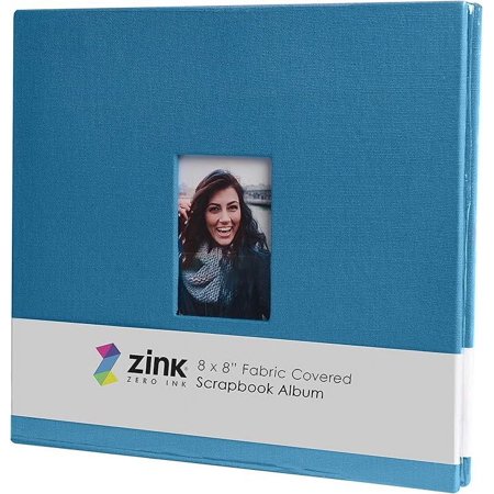 Zink Cloth Covered Scrapbook Album, 8" x 8” Large Photo Album Scrapbook with Front Picture Window