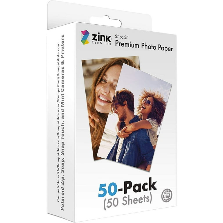 Zink 2x3 Premium Instant Photo Paper (50 Pack) Compatible with Polaroid Snap, Snap Touch, Zip and Mint Cameras and Printers