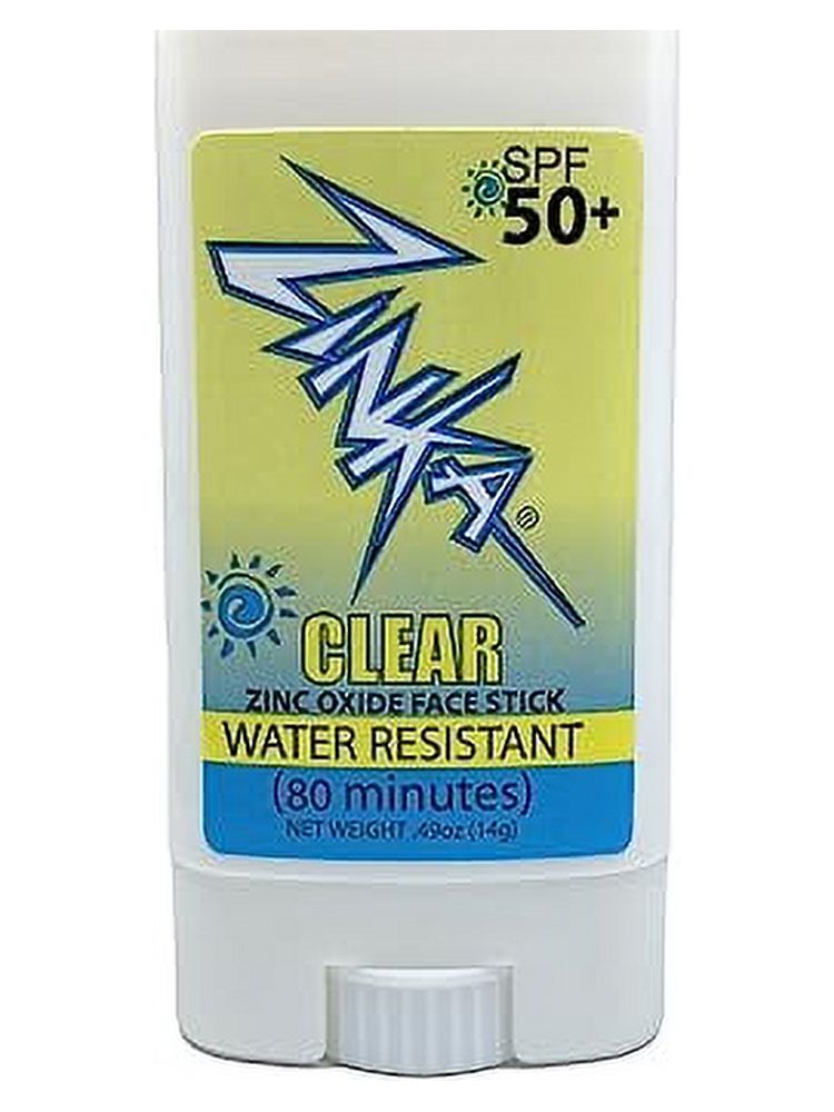 Zinka Clear Zinc Oxide Sunscreen Face Stick SPF 50, Water Resistant for 80 Minutes .49oz