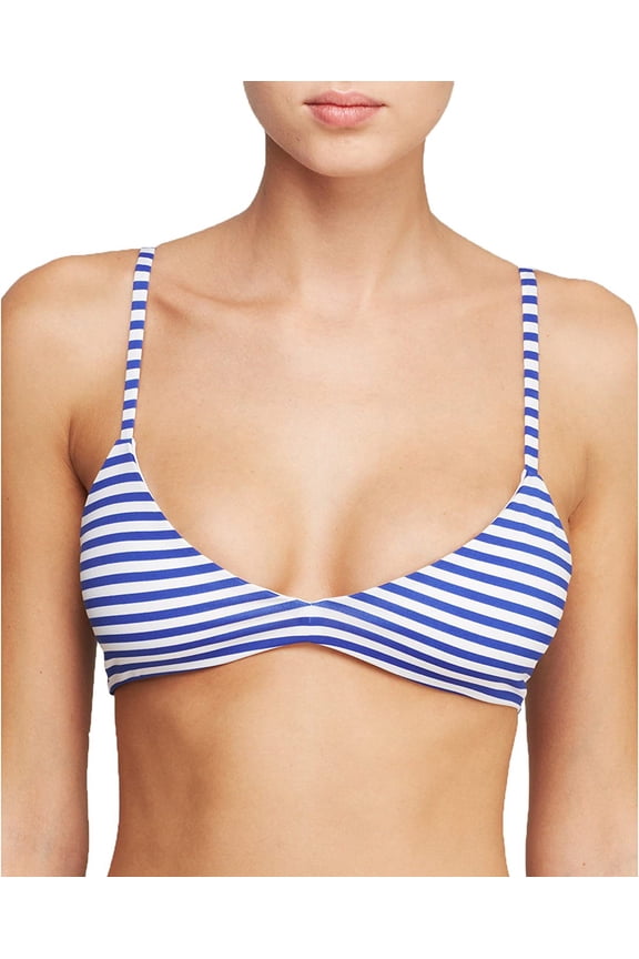 BLUE STRIPE Emmi Striped Bikini Swim Top, US Small