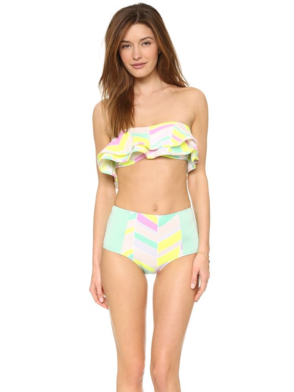 Women's Reese Bandeau Bikini Top, Medium, Mint Chevron