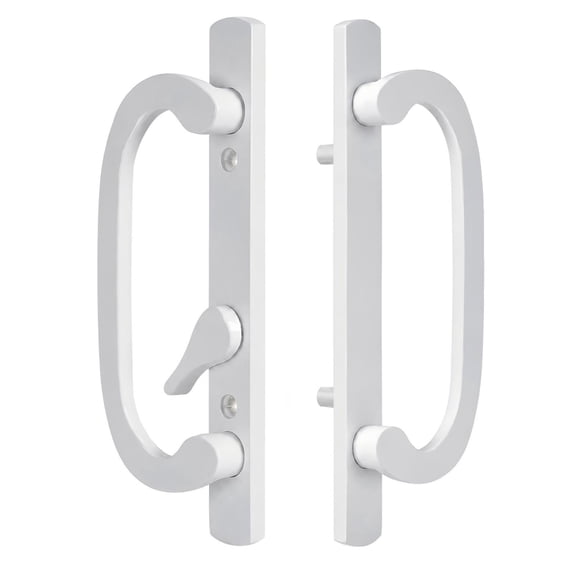 Zinkitool White Offset Sliding Patio Exterior Door Handle Fits 1-1/2" to 2" Thick Door, 3-15/16" H.C., Non-Handed Just Handle