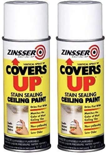 Zinnser 03688 Covers Up Stain Sealing Ceiling Paint, White 2 Pack
