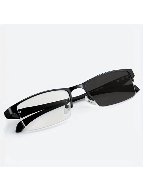 Unisex Multi‑Focus Photochromic Reading Glasses, Business Style Auto‑Tint Eyeglasses,Reading Glasses, Steel Grey, +2.50, 1 Pair