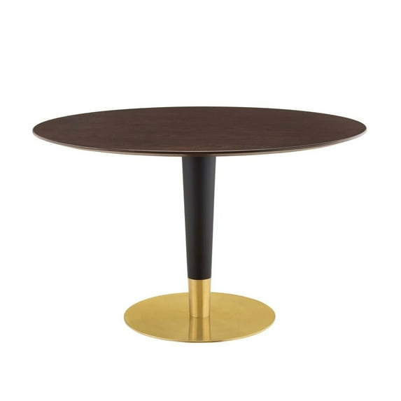 Modway Zinque 47" Dining Table in Gold Cherry Walnut