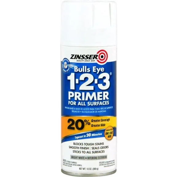 Zinsser 02008 Bulls Eye 1-2-3 Primer Spray White 13 Ounce Aerosol