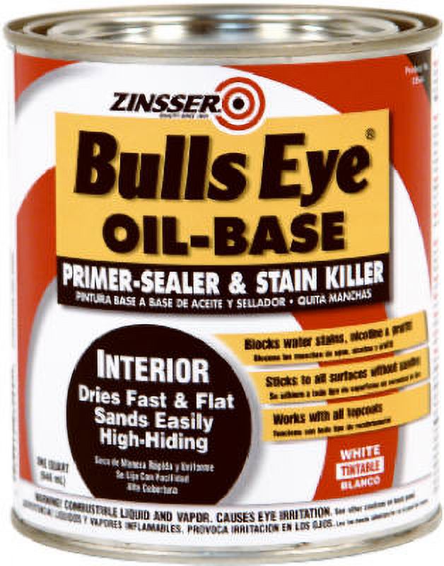 Zinsser 03544 Bulls Eye Fast Drying PrimerSealer & Stain Killer,1 Qt