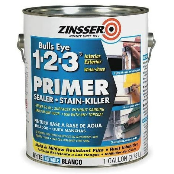 Zinsser 1 gal. Interior/Exterior Stain Blocking Primer/Sealer s 350 to 450 sq. ft./gal, White - 2001