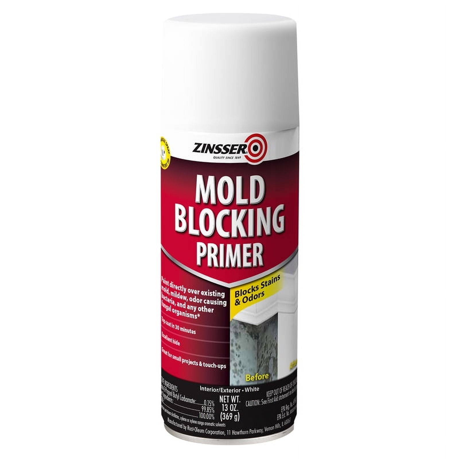 Zinsser  13 oz Mold Blocking White Water-Based Alkyd Primer, Pack of 6